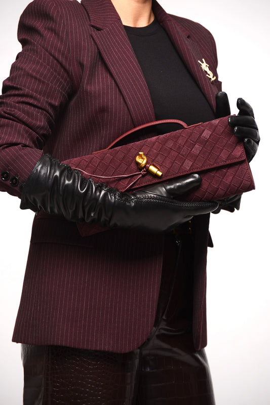 Дамски дълги луксозни кожени ръкавици от агнешка кожа