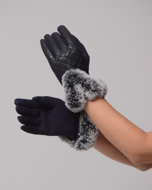 Дамски луксозни ръкавици с чинчила Blue