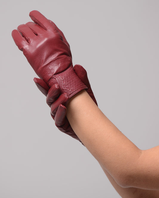 Дамски луксозни кожени ръкавици от агнешка кожа Emily Bordo