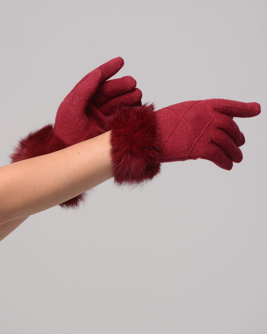 Вълнени ръкавици с косъм от лисица Bordo