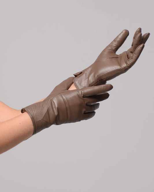 Дамски луксозни кожени ръкавици от агнешка кожа Vanessa Camel